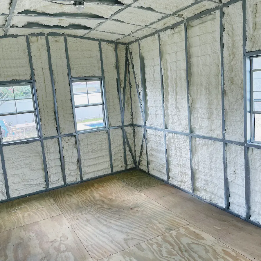 Closed-cell spray foam insulation applied to wall cavities in a residential project in North Springfield